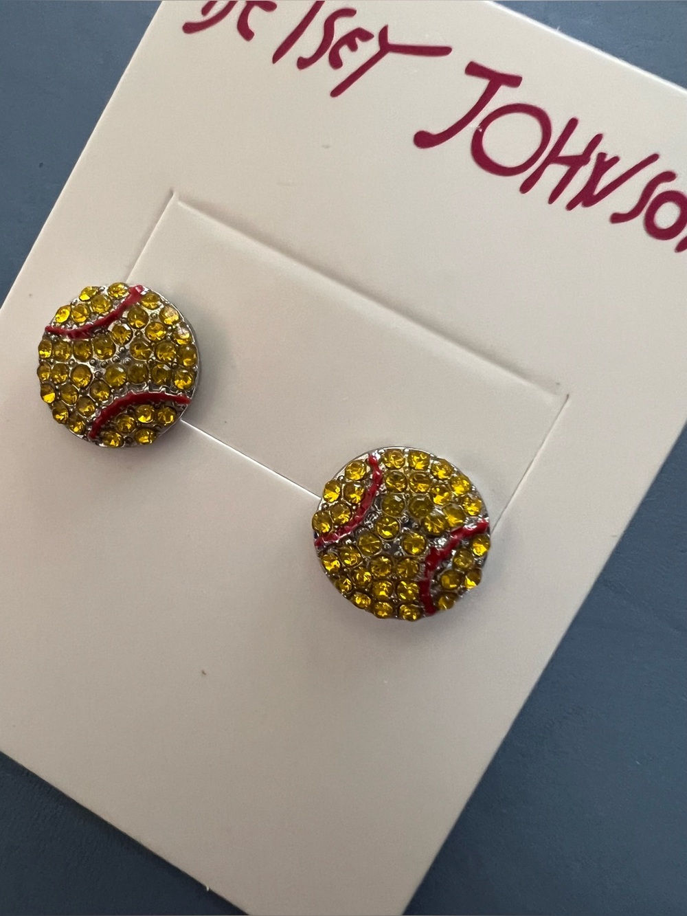 🥎 Betsey Johnson Softball Rhinestone Earrings 🥎